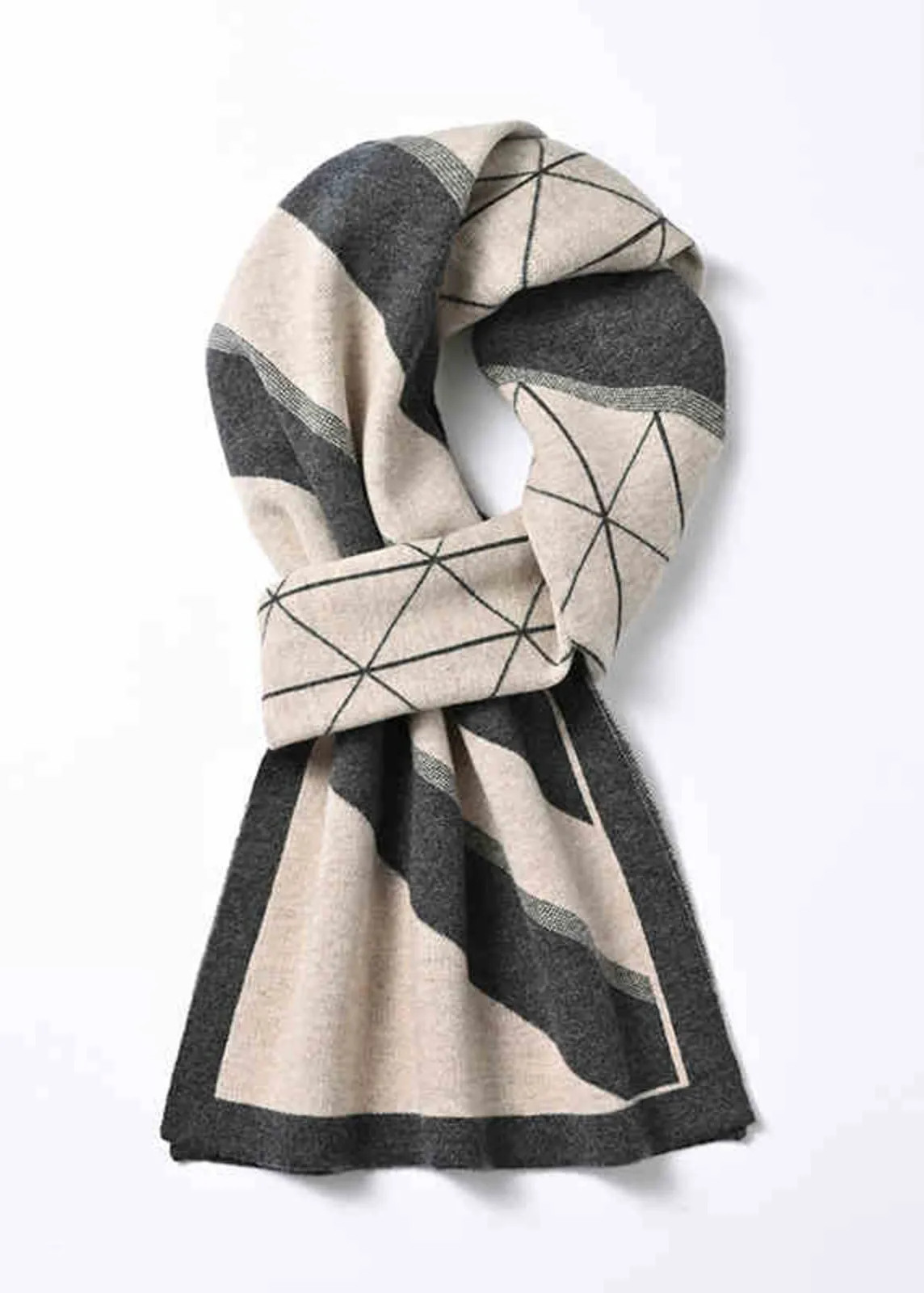 Colorblock Stripe Wool Long Scarf