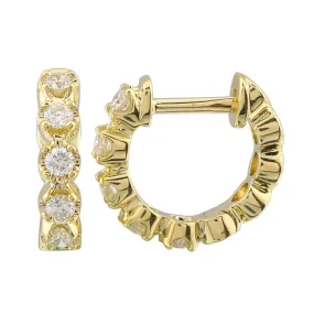 Crown Prong Set Diamond Huggie Earrings