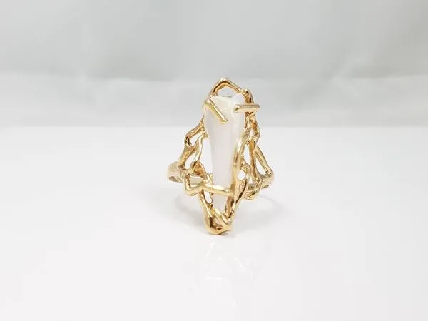 Custom 14k Yellow Gold Natural River Pearl Freeform Ring