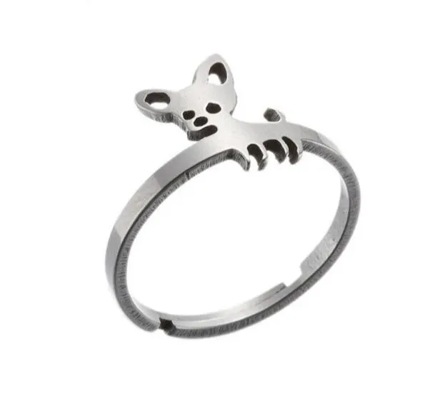 Cute Chihuahua Dog Stainless Steel Ring for  Kids