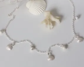 Dainty Sterling Silver Shell Choker Necklace