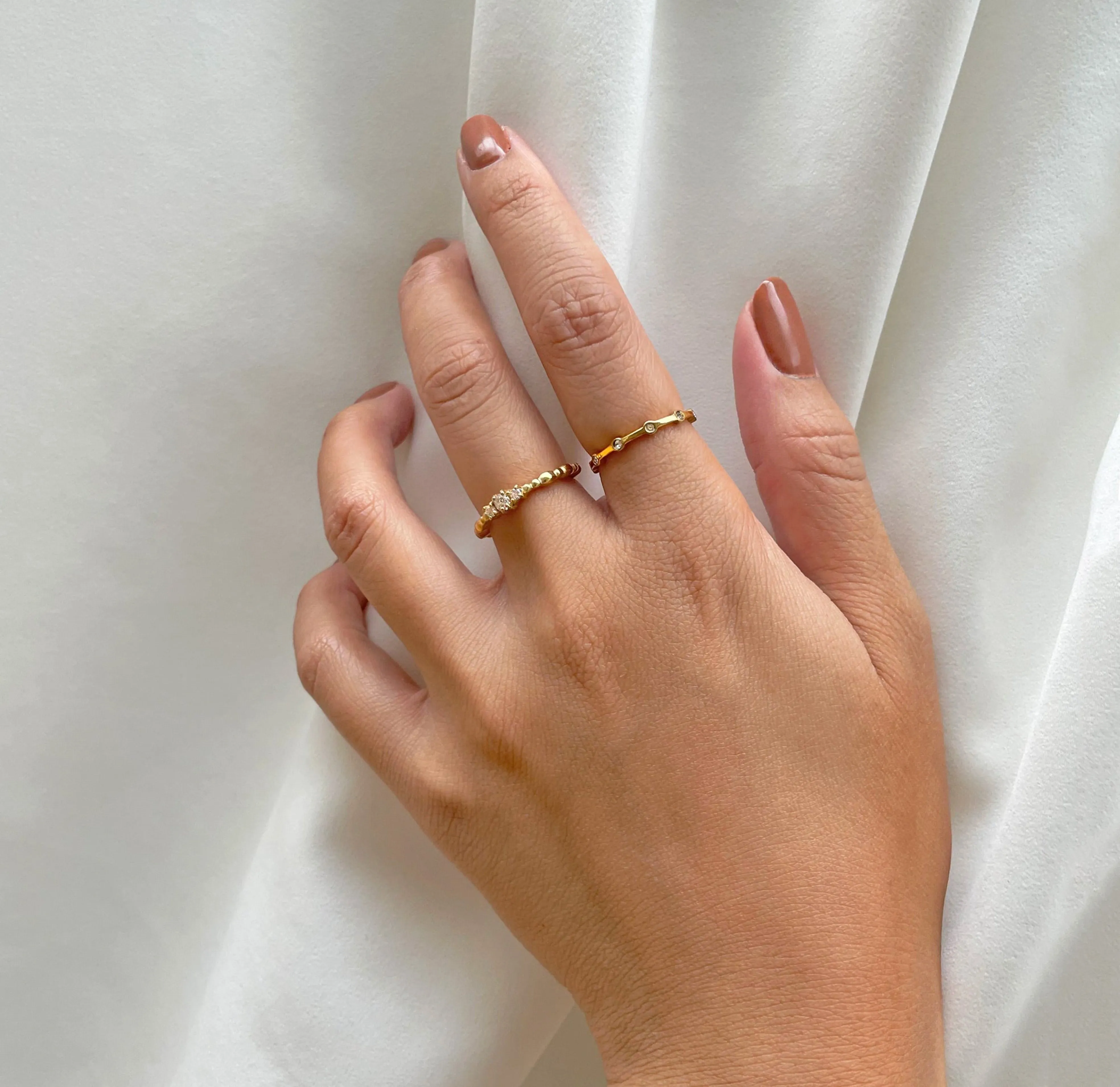 DAPHNE THIN GOLD PAVE STACKABLE RING