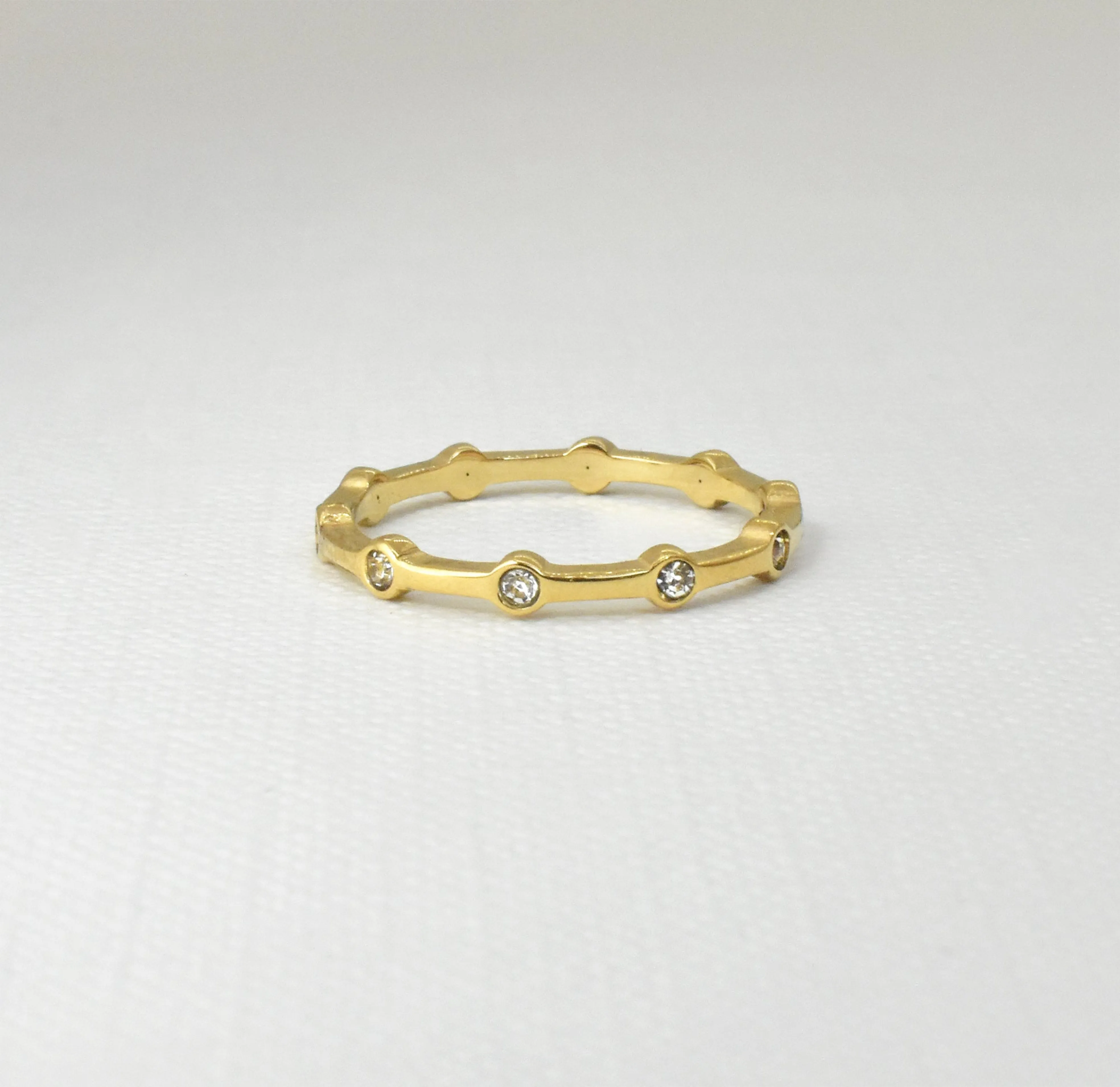 DAPHNE THIN GOLD PAVE STACKABLE RING