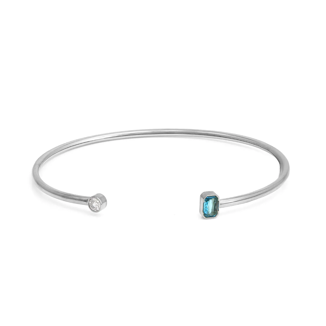 December Blue Topaz Birthstone Bangle - Silver