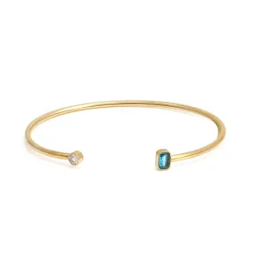 December Blue Topaz Birthstone Bangle - Yellow Gold