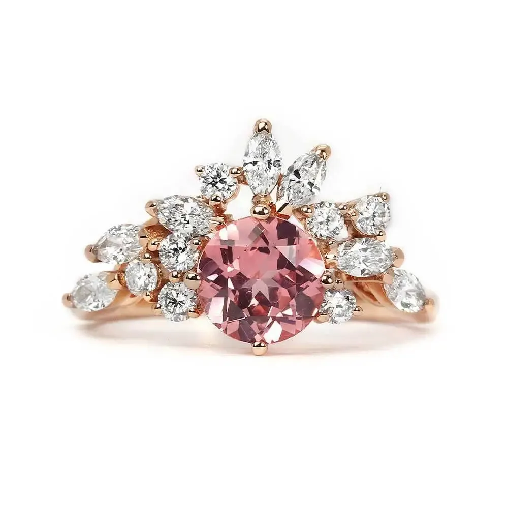 Delilah Lab Grown Pink Sapphire and Lab Grown Diamonds Si Dian Jin in 18K Gold