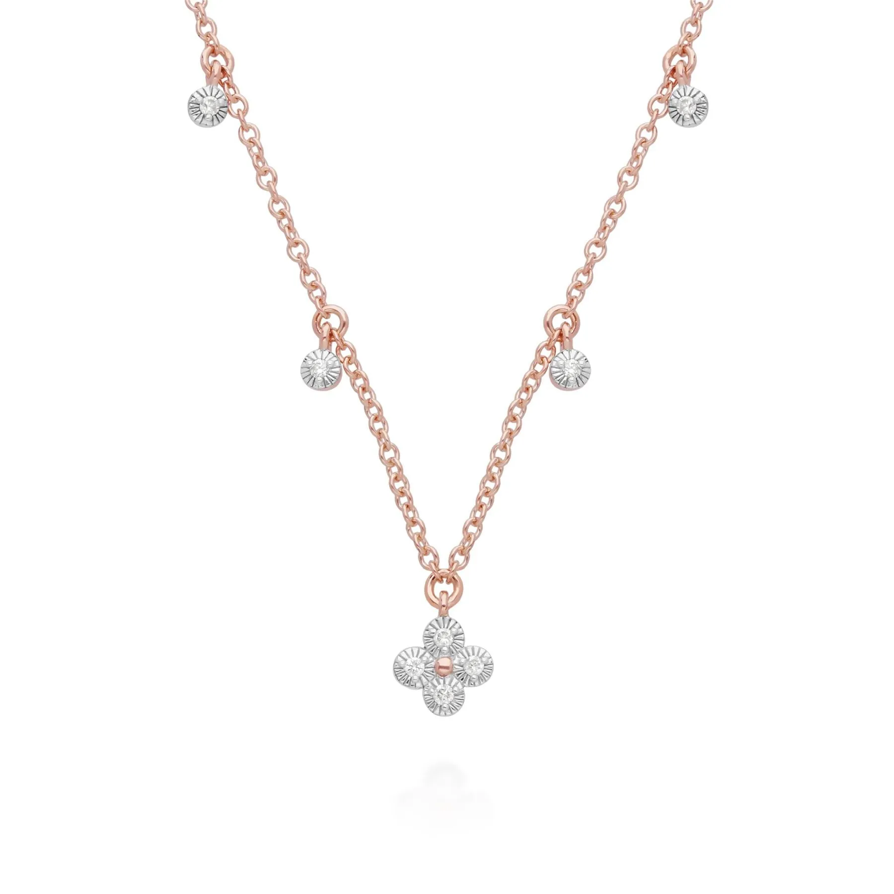 Diamant Blumen Chocker Halskette mit Anhängsel in 9ct Rose Gold