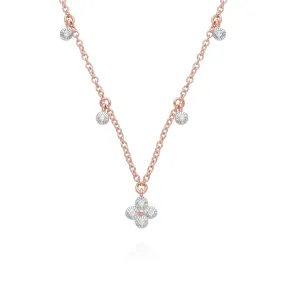 Diamant Blumen Chocker Halskette mit Anhängsel in 9ct Rose Gold