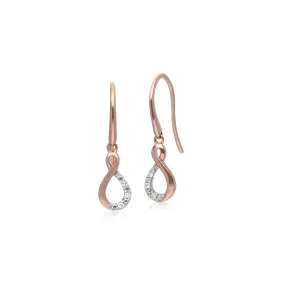 Diamant-Ohrringe, 9 Karat Rosegold Diamant Kuss Ohrhänger