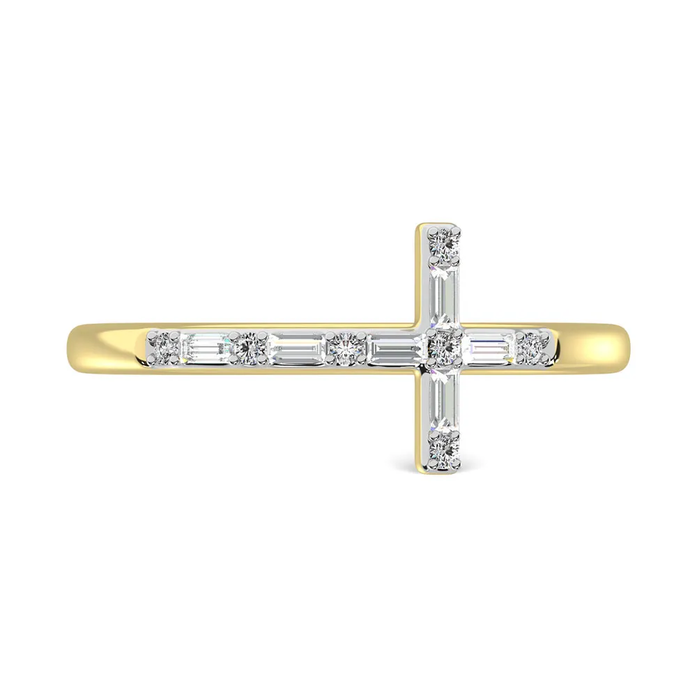 Diamond 1/6 Ct.Tw. Round and Baguette Stackable Ring in 14K Yellow Gold