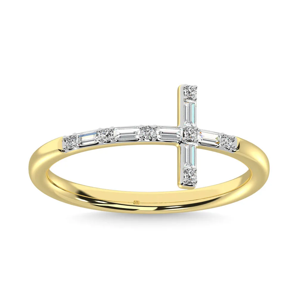 Diamond 1/6 Ct.Tw. Round and Baguette Stackable Ring in 14K Yellow Gold