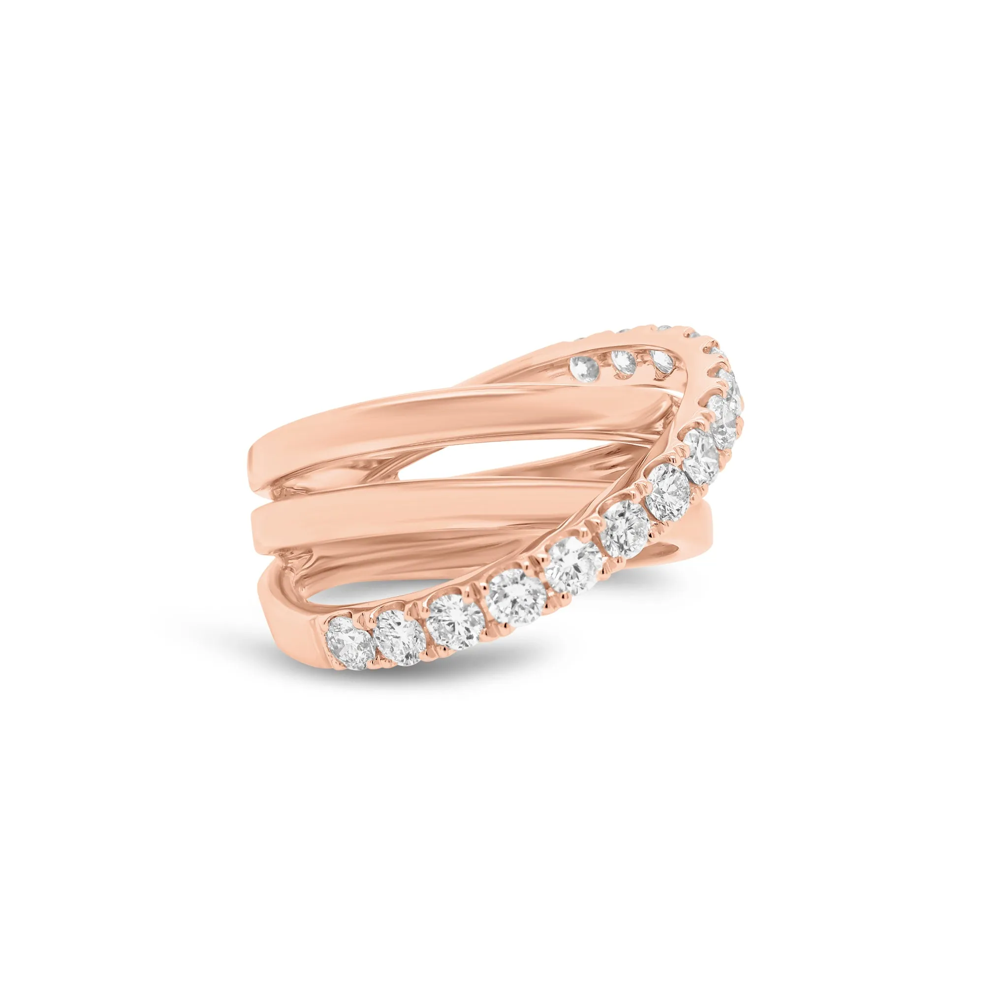 Diamond & Gold Multi-Band Crossover Ring