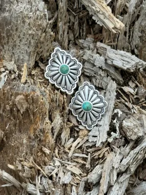 Diamond Concho Turquoise Studs