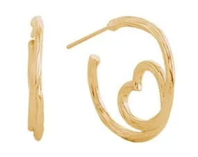 DJE311189 14K Dipped Heart Spiral Hoop Earrings