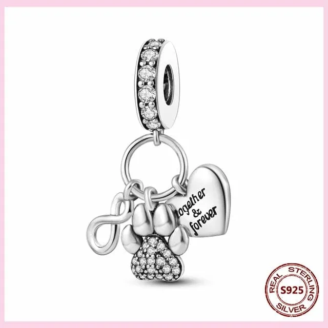 Dog Charm Collection Pandora Style Charms Sterling Silver Boston, Frenchie, Chi, Schnauzer, Puppy