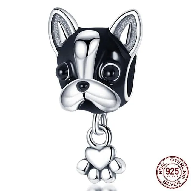 Dog Charm Collection Pandora Style Charms Sterling Silver Boston, Frenchie, Chi, Schnauzer, Puppy