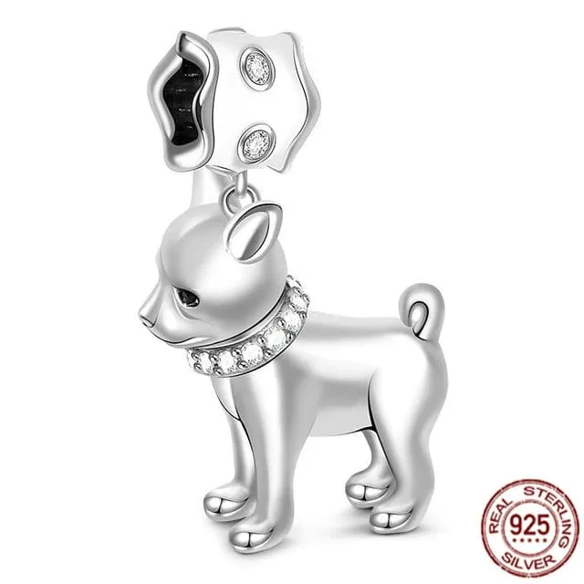 Dog Charm Collection Pandora Style Charms Sterling Silver Boston, Frenchie, Chi, Schnauzer, Puppy