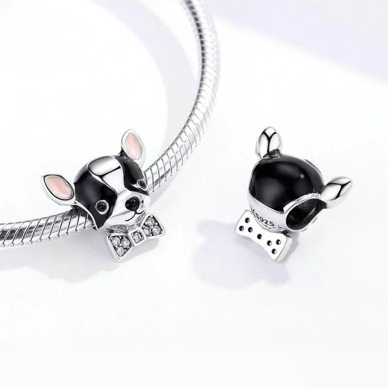 Dog Charm Collection Pandora Style Charms Sterling Silver Boston, Frenchie, Chi, Schnauzer, Puppy