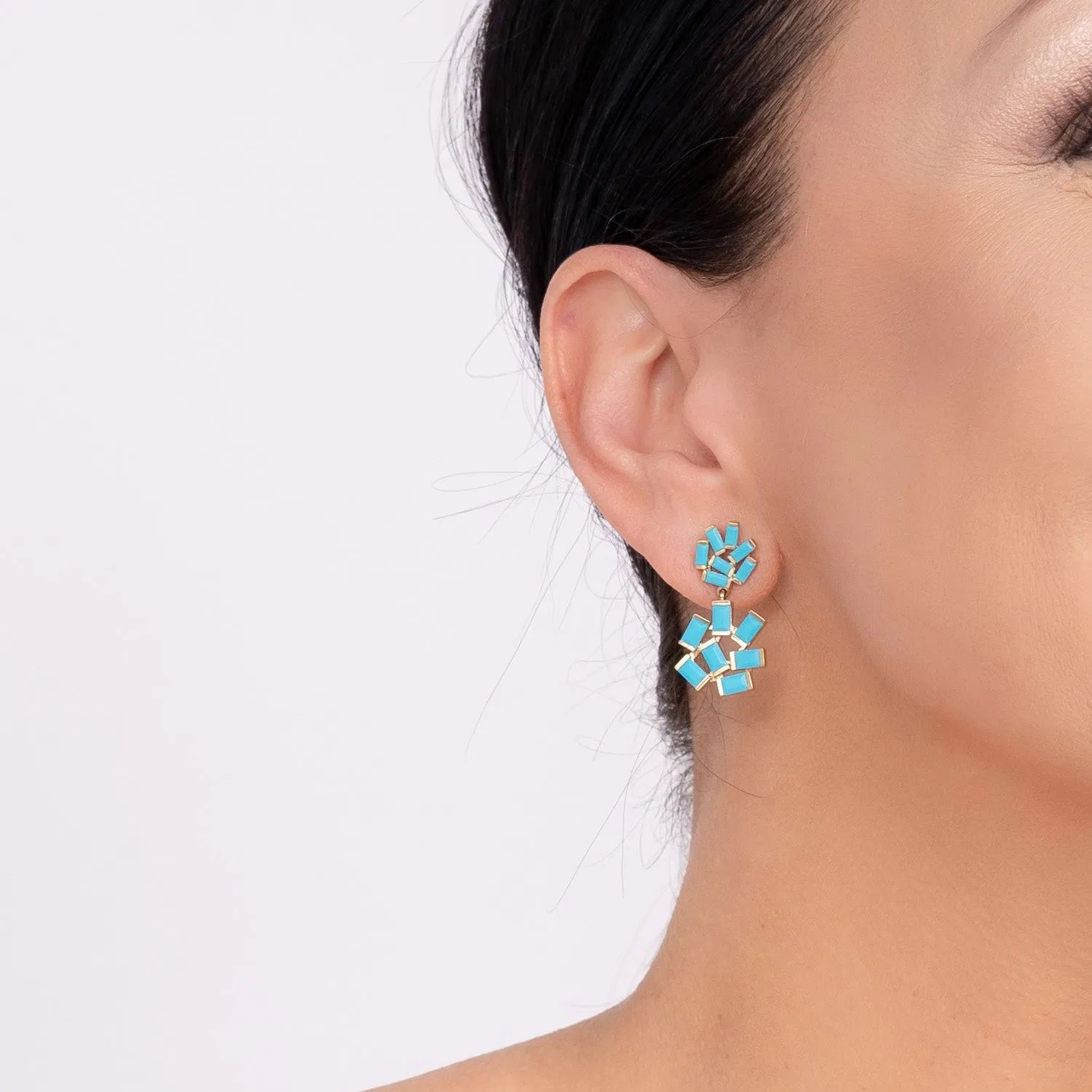 Double Jubilation Earrings: Turquoise