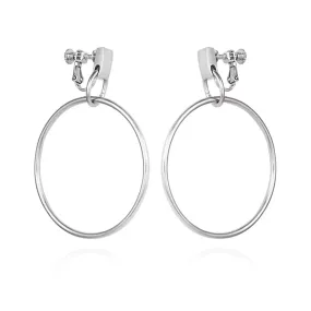 Drop Hoop Clip On Earrings