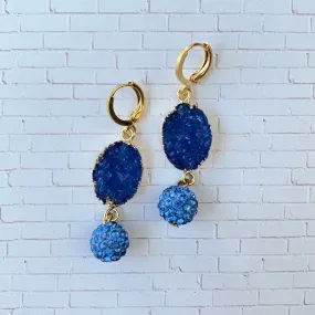 Druzy Crystal Earrings in Lake Blue