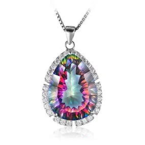 Eden Genuine Rainbow Fire Mystic Topaz 13CT IOBI 925 Sterling Silver Pendant