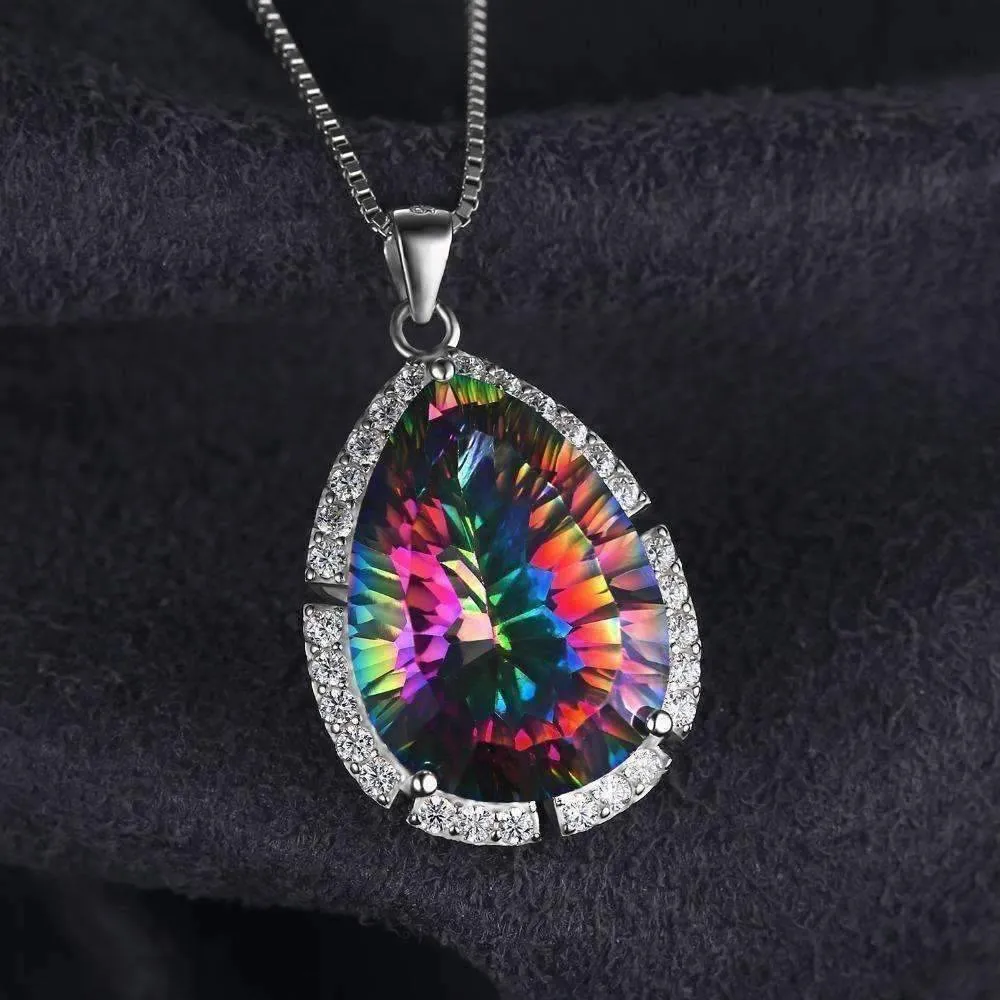 Eden Genuine Rainbow Fire Mystic Topaz 13CT IOBI 925 Sterling Silver Pendant