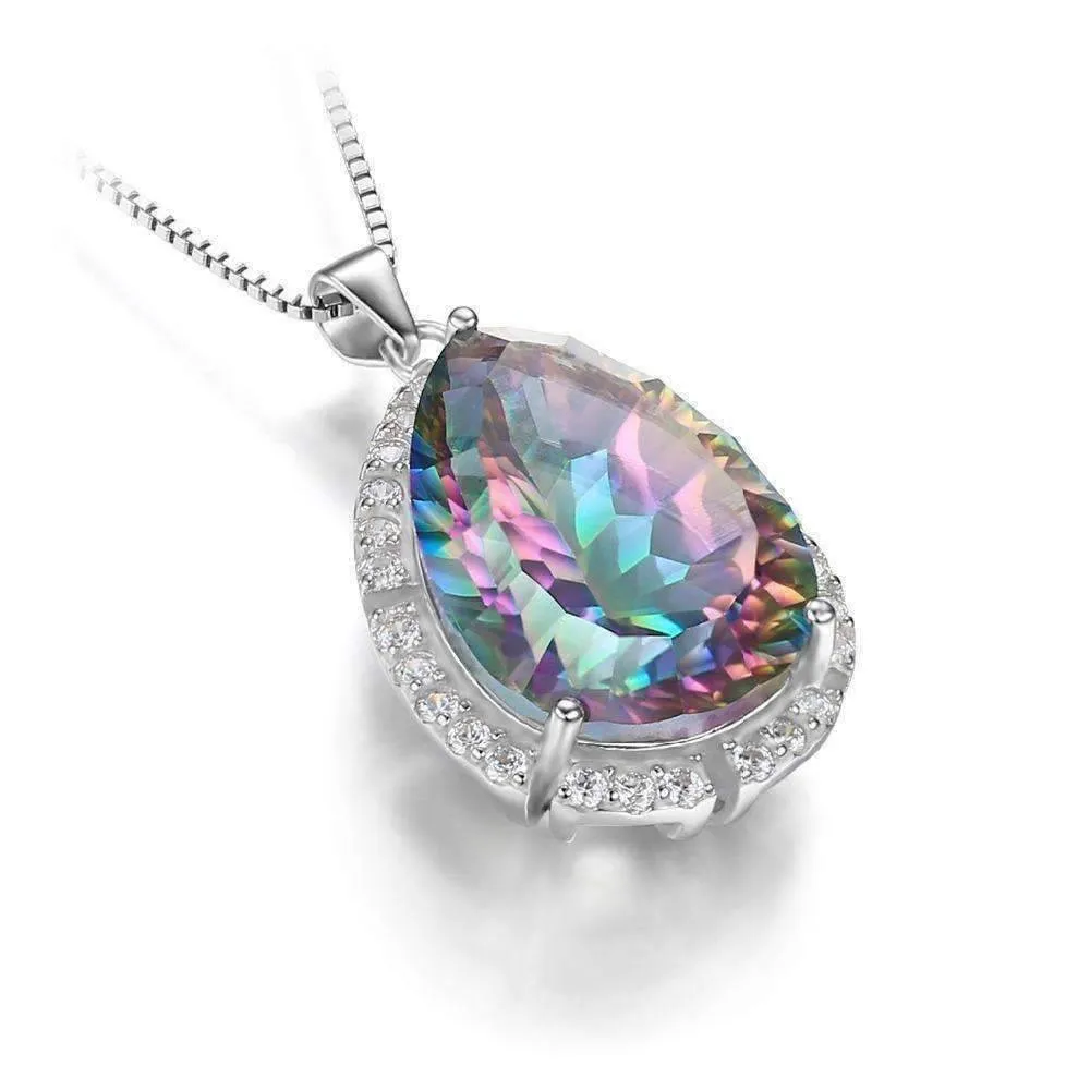 Eden Genuine Rainbow Fire Mystic Topaz 13CT IOBI 925 Sterling Silver Pendant