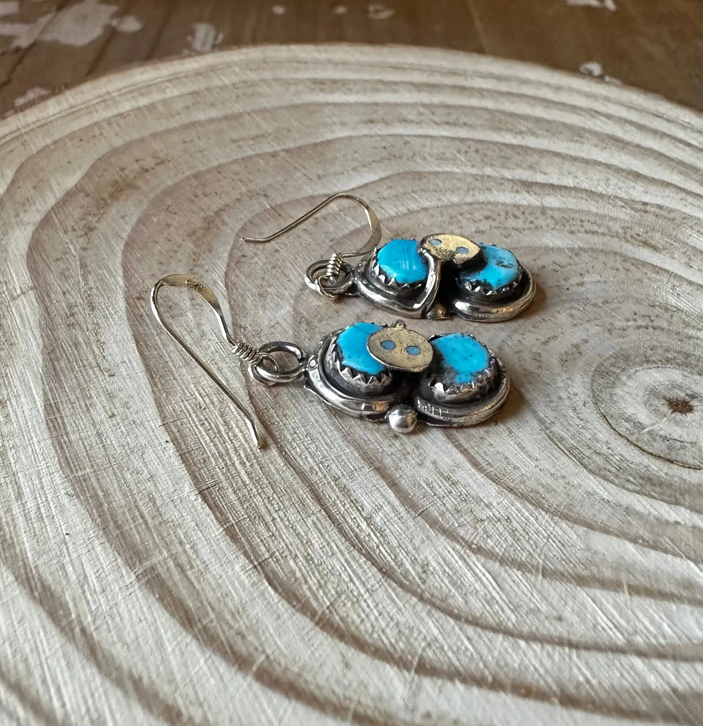 EFFIE CALVAZA Zuni Snake Turquoise and Silver Earrings