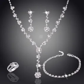 Elegant Pearl Shining Crystal 18K Silver Plated Austrian Crystal Bridal/Wedding Jewelry Sets For Women