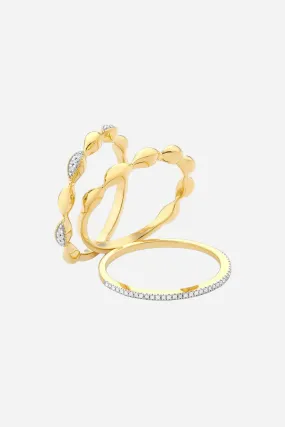 Ella Stein Oval Triple Stackable Ring Set in Gold - Size 7