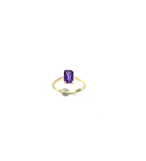 Emerald Cut Amethyst Heart Cutout Ring