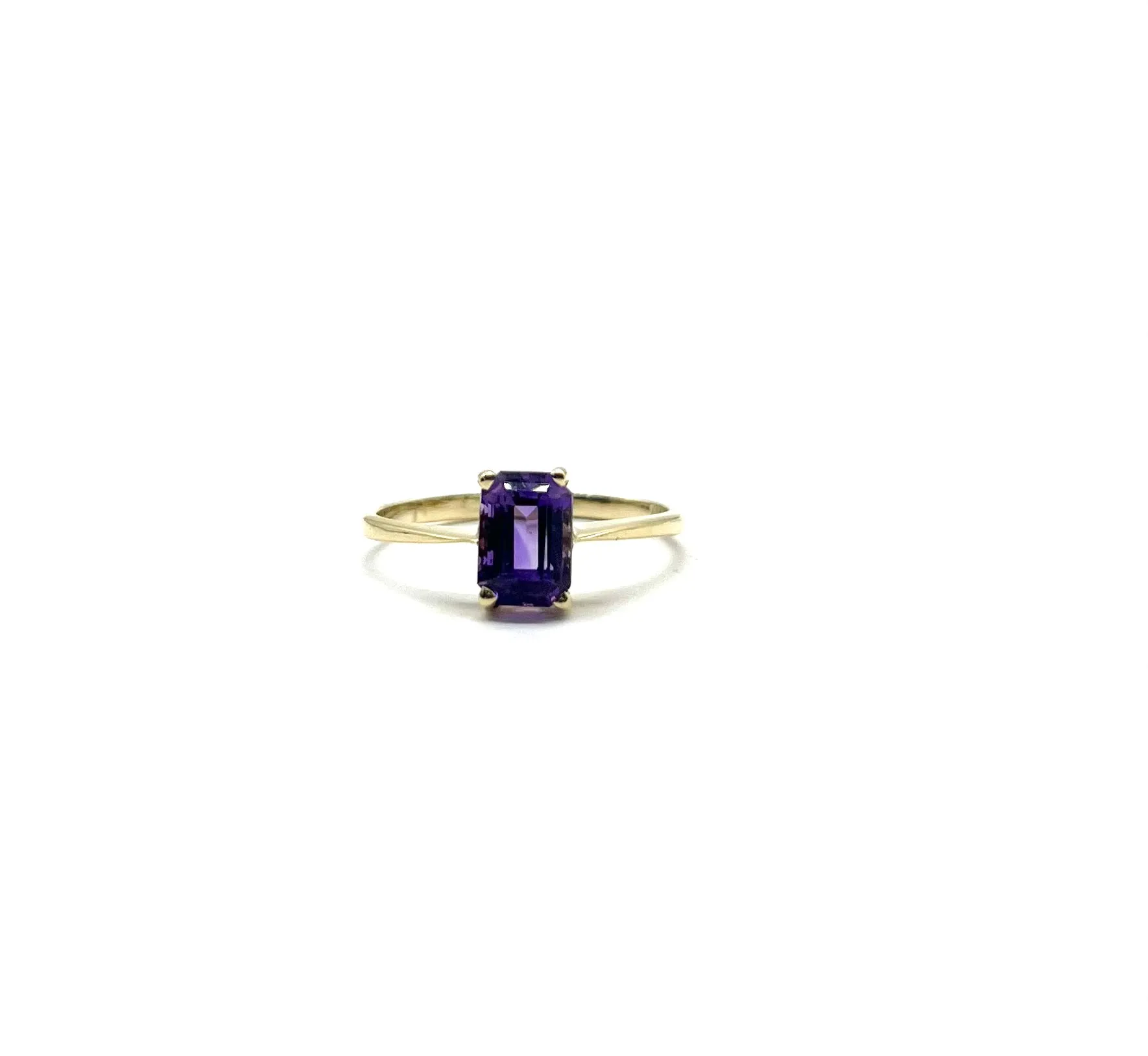 Emerald Cut Amethyst Heart Cutout Ring