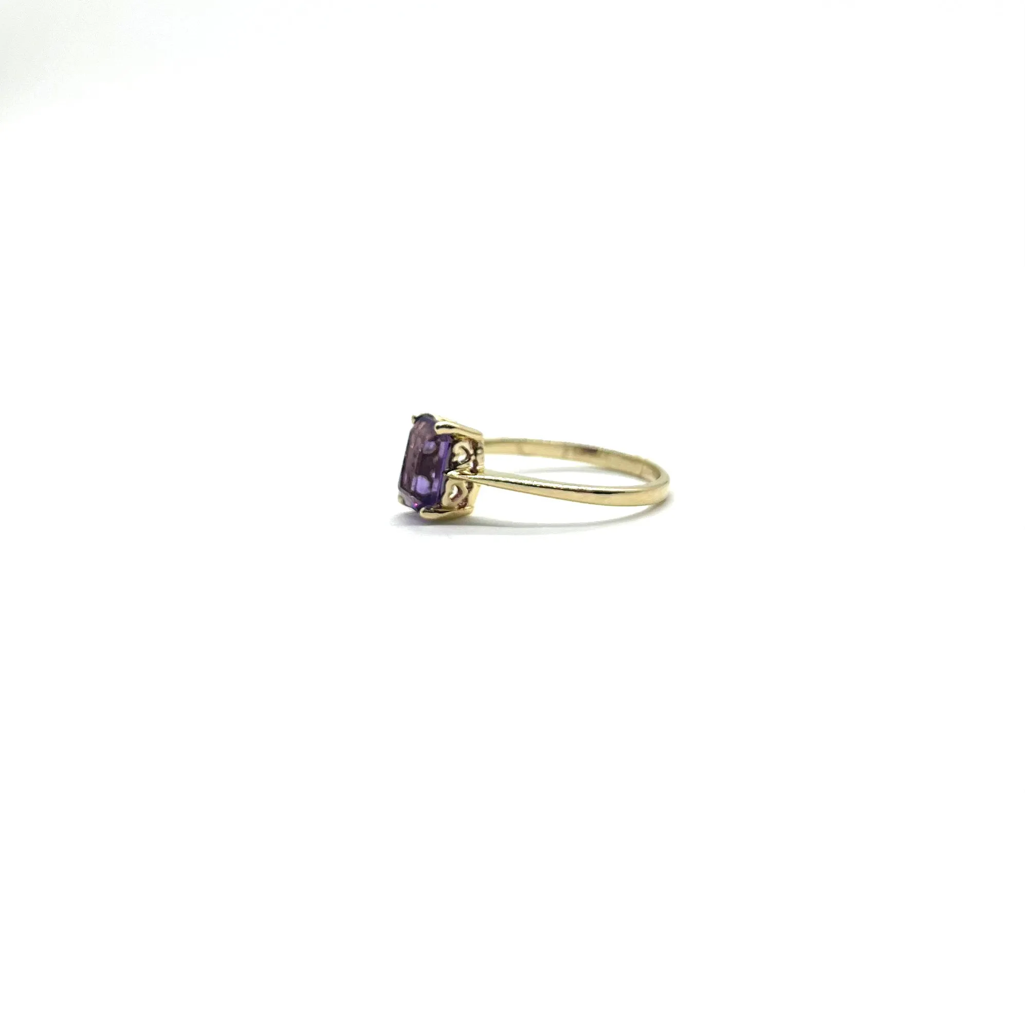 Emerald Cut Amethyst Heart Cutout Ring