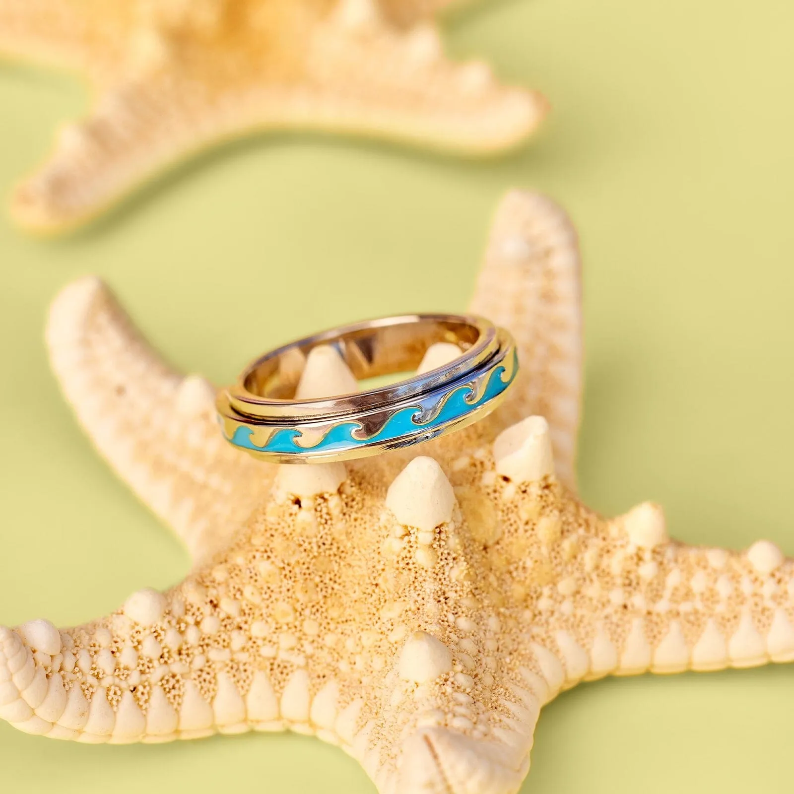 Enamel Wave Fidget Ring