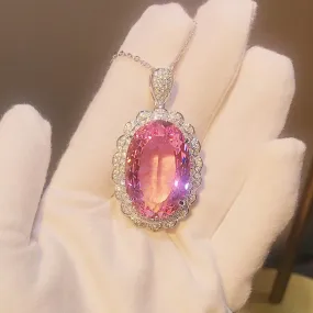 Exaggerated 6 Carat Egg Shape Pink CZ Gemstone