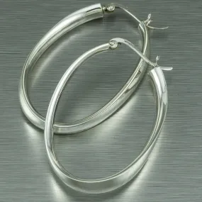 Extra Large 'Gili' Sterling Silver Oval Hoop Earrings