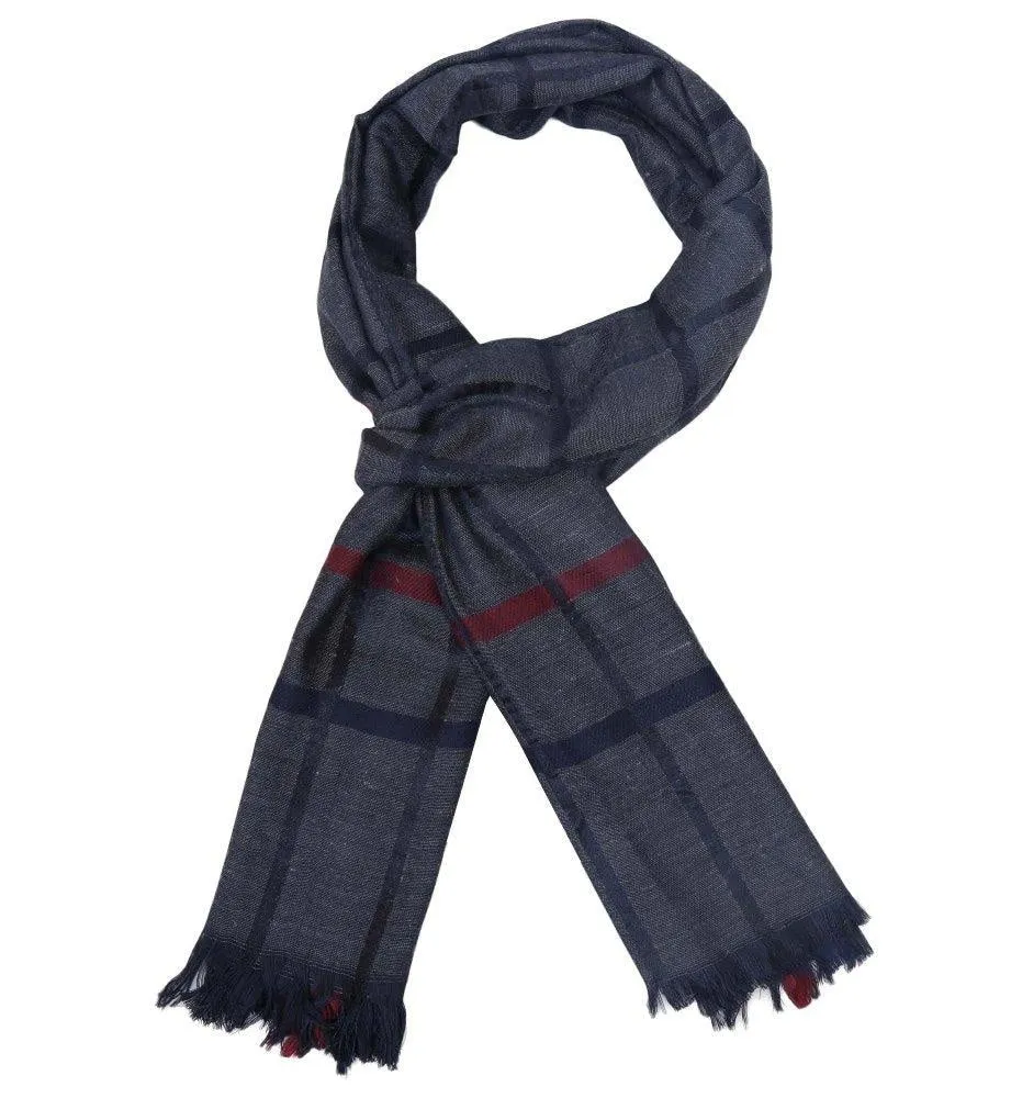 FabSeasons Casual Navy Checkered Men's Cotton Scarf