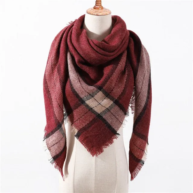 Fashion Cashmere Plaid Scarf Printed Bandana Shawl #MS-1