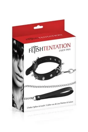 Fetish Tentation Choker with Metal Spikes and Rings