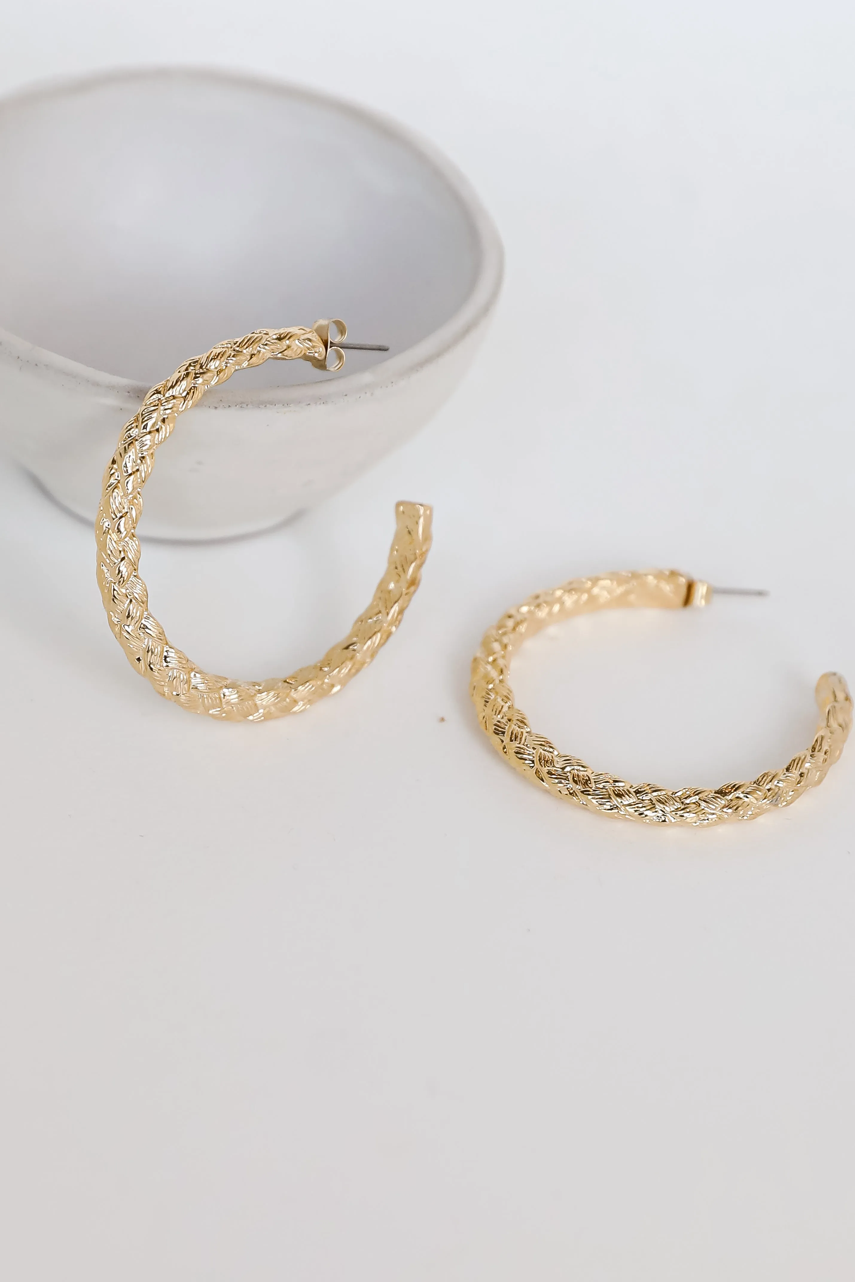 FINAL SALE - Caroline Gold Textured Hoop Earrings