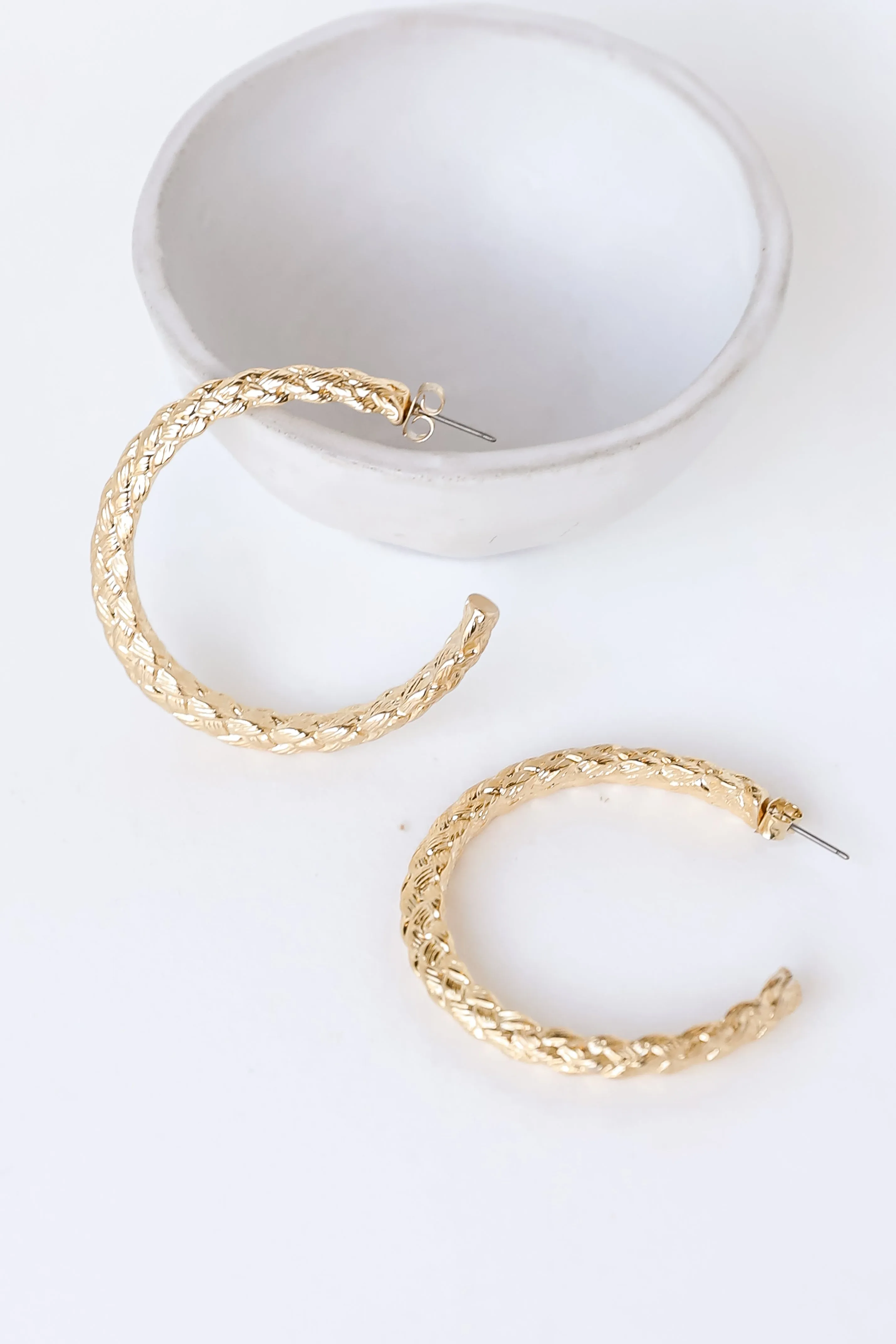 FINAL SALE - Caroline Gold Textured Hoop Earrings