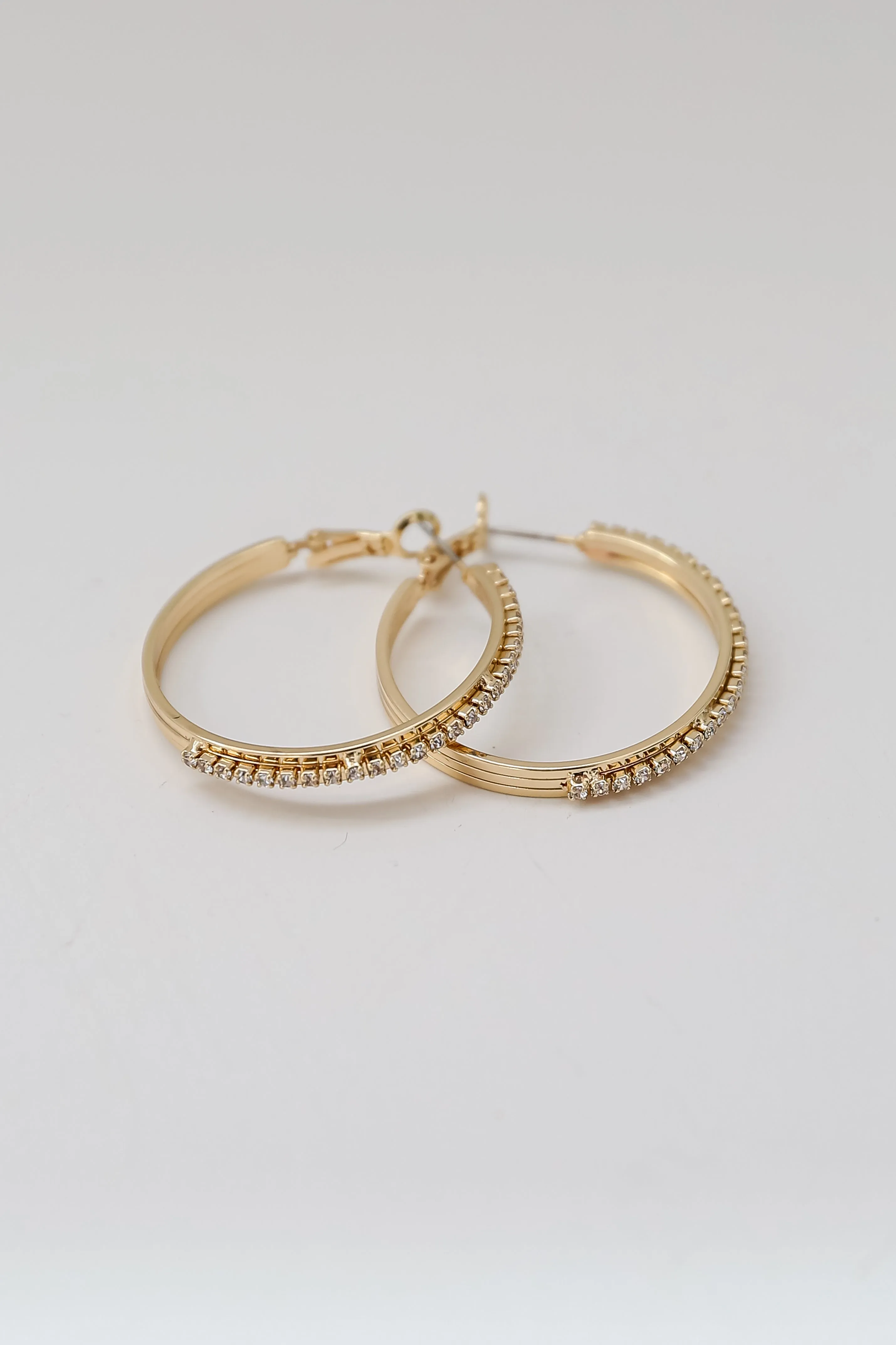 FINAL SALE - Paige Gold Rhinestone Hoop Earrings