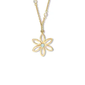 Fleur de Lys Medium Necklace Pendant Yellow Gold - Blue Topaz