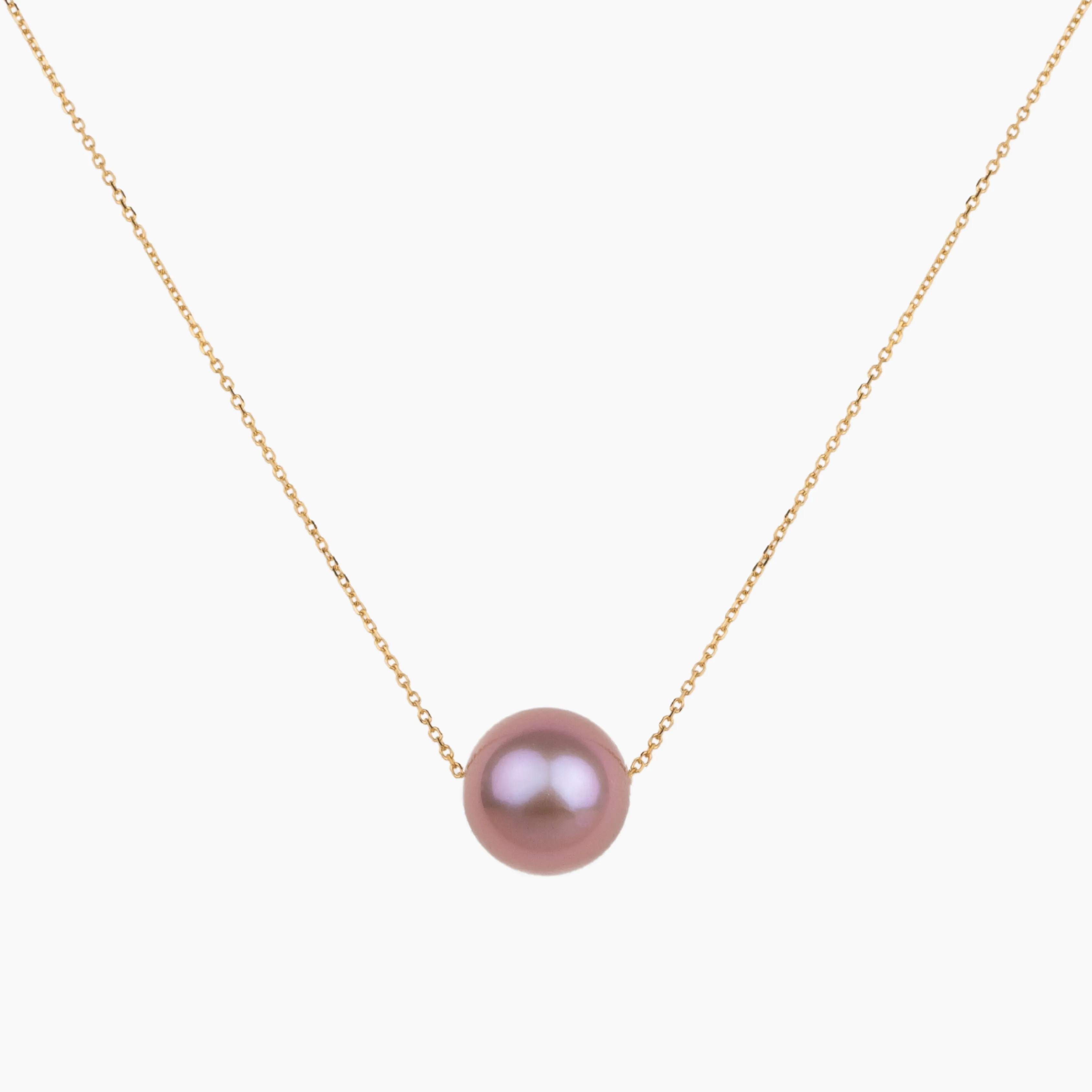 Floating Pink Pearl Necklace 14kt Gold