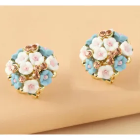 Floral Blossom Earrings for Women | Handmade Resin Earrings with Small Engraved Flowers