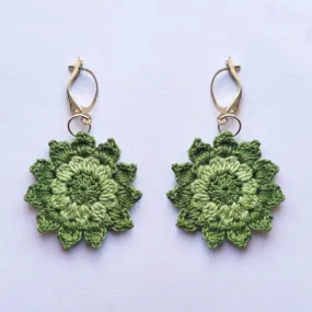 Floral Mandala Earrings- Green