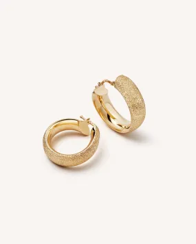 Florentine Finish Small Flat Hoop Earrings