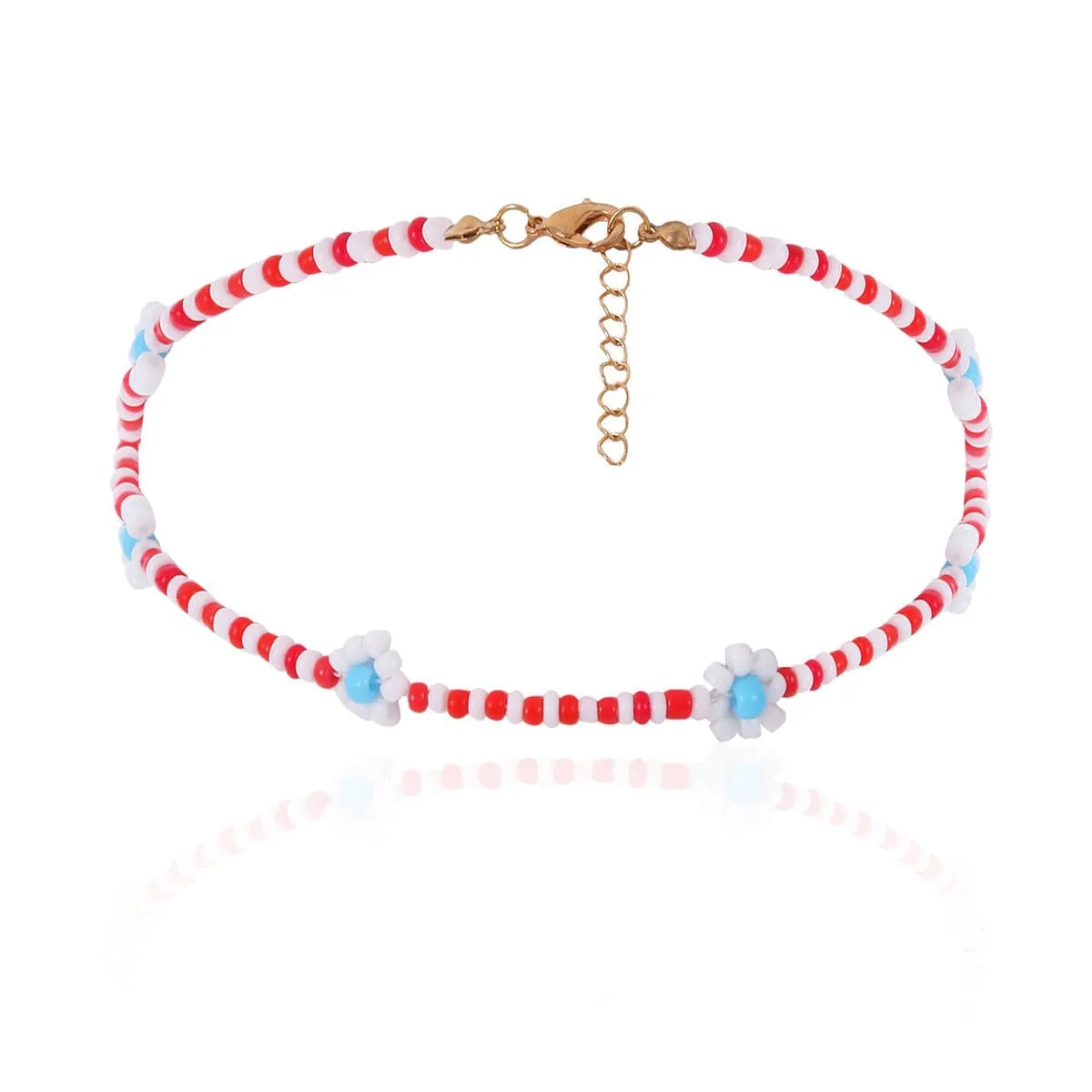 Flower beaded multicolor anklet