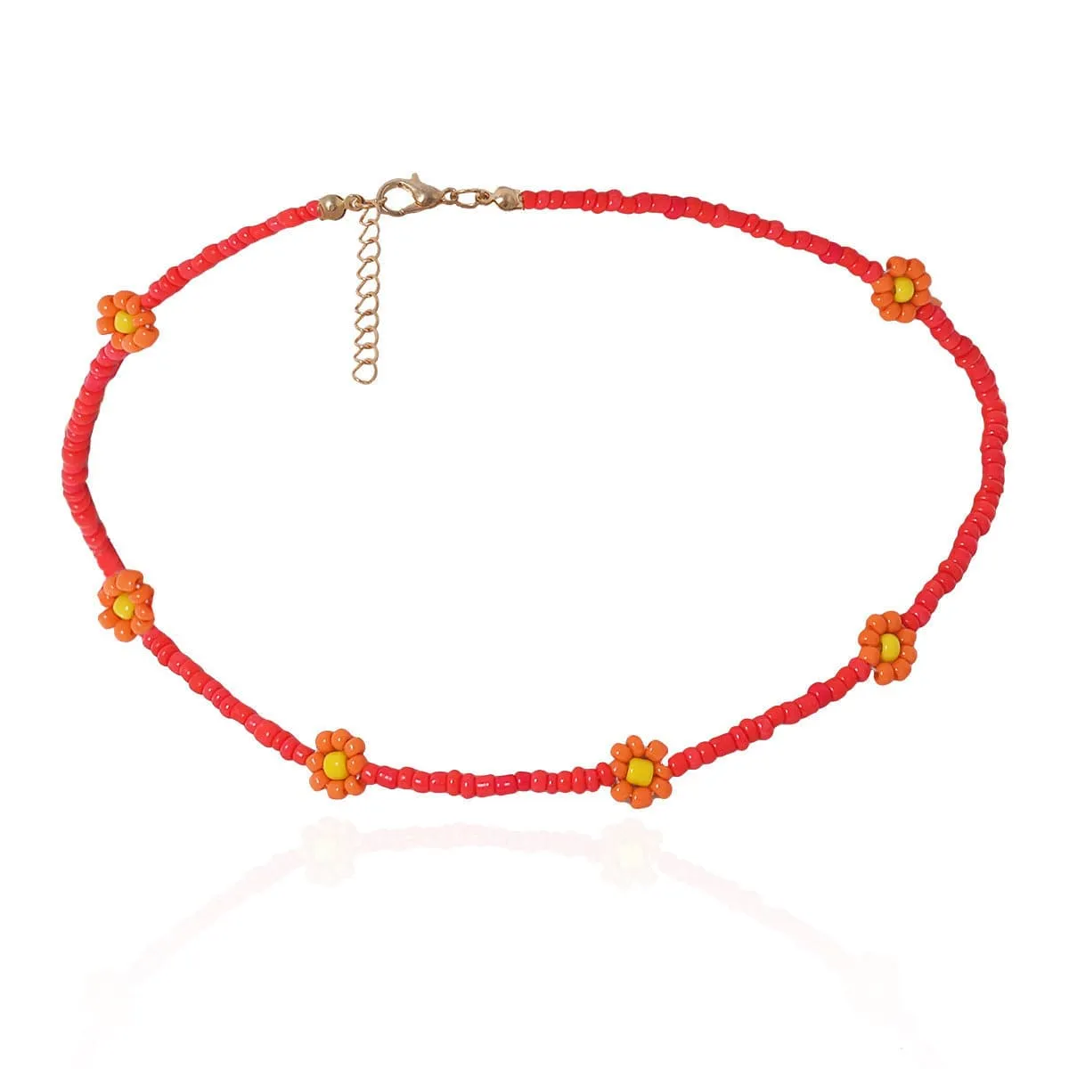 Flower beaded multicolor anklet